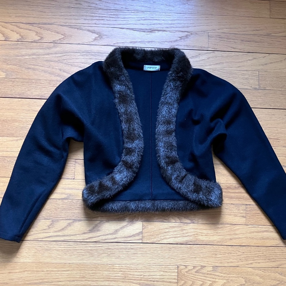Faux fur trim jacket.